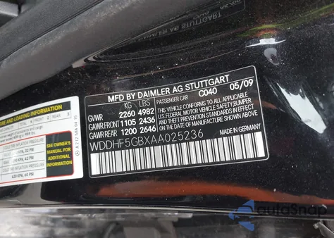2010 Mercedes-Benz E 350 from USA, damaged, VIN WDDHF5GBXAA025236
